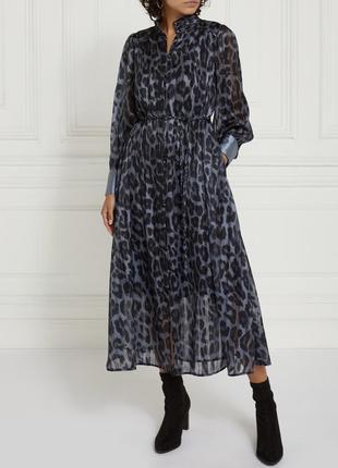 Сукня міді з леопардовим принтом і поясом з довгим рукавом, універсальна вишукана сукня