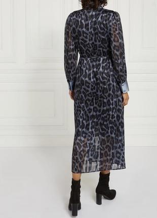 Сукня міді з леопардовим принтом і поясом з довгим рукавом, універсальна вишукана сукня4 фото