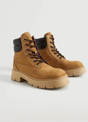 Кожаные ботинки на шнуровке mango - 37, 39, 40, 41