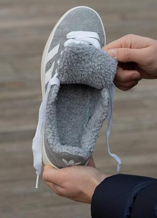 Зимние женские кроссовки adidas campus grey white (мех) 36-37-38-39-40-412 фото