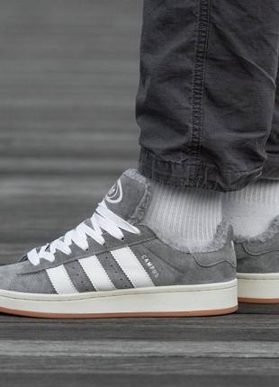 Зимние женские кроссовки adidas campus grey white (мех) 36-37-38-39-40-416 фото