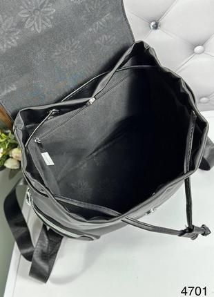 Черный женский рюкзак, водоотталкивающий, на затяжке с клапаном6 фото