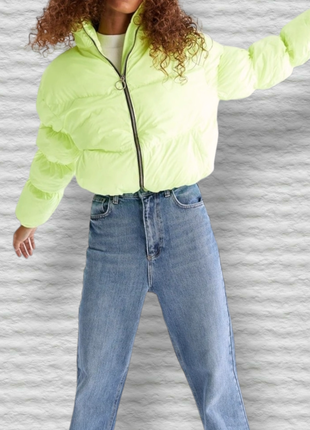 Куртка укороченная de facto салатовая шартрез размер м2 фото