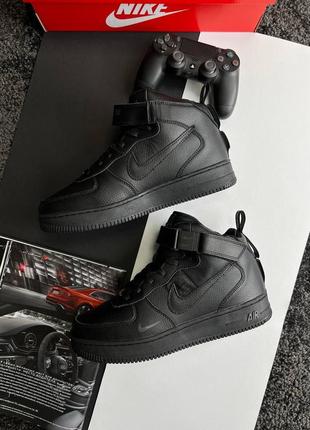 Шикарные мужские кроссовки "nike air force 1 high all black fur winter"