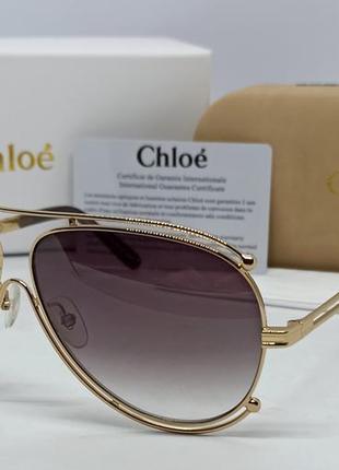 Chloe ce 121e очки женские солнцезащитные серый градиент в золотом металле