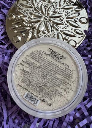 Веганська напівпрозора фінішна пудра rachel couture translucent powder, відтінок light, 8 g2 фото