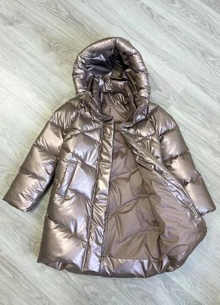 Детский подростковый пуховик, куртка, пальто из водонепроницаемой плащевки с экопухом 122-1523 фото