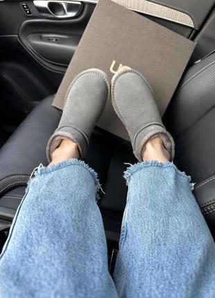 Жіночі замшеві уггі ugg ultra mini grey suede2 фото