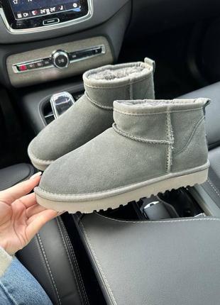 Жіночі замшеві уггі ugg ultra mini grey suede7 фото