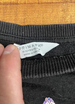 Детская хлопковая кофта (свитшот) с принтом и пайетками primark (примарк 11-12 лет 146-152 см идеал оригинал разноцветная)4 фото