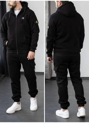 Акція костюм в стилі stone island зимовий на флісі преміум якість 5 кольорів