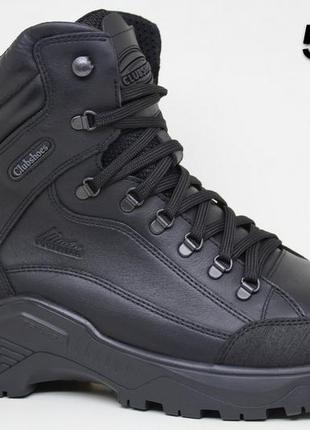 Ботинки мужские зимние clubshoes кожаные черные на шнуровке. премиум качество.