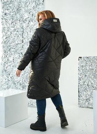 Зимняя удлиненная куртка пальто с капюшоном р-ры 48-582 фото