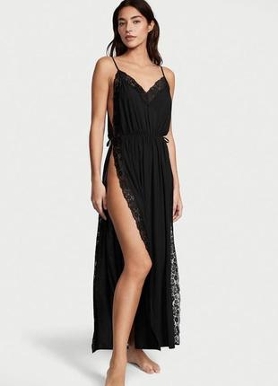 Платье-комбинация lace trim slip от victoria's secret - black