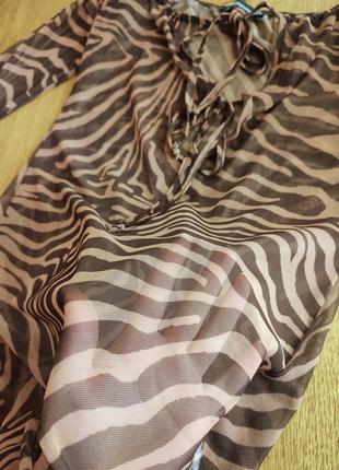Платье сетка с принтом зебры prettylittlething4 фото