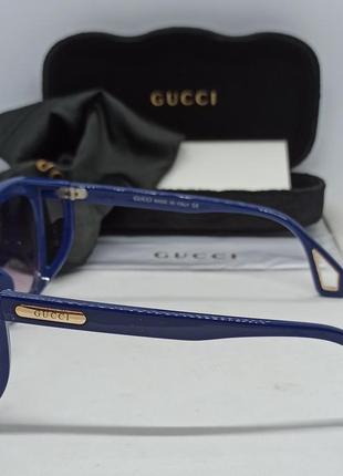 Очки в стиле gucci женские солнцезащитные синие с боковыми защитными линзами4 фото