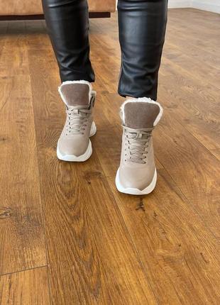 Кожаные зимние кроссовки р34-41 ботинки хайтопы кеды4 фото