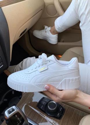 Кроссовки женские, мужские puma cali white premium, белые, пума кали, кеды низкие премиум