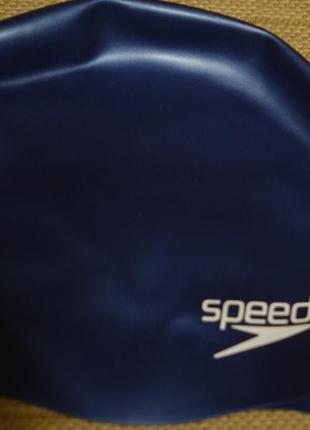 Перламутрово синяя силиконовая шапочка для плаванья speedo англия 55/56 р.1 фото