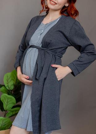 Комплект 2в1 халат, нічна сорочка для вагітних 52-543 фото