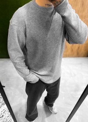 Вязаный премиум оверсайз свитер мужской стильный свободного кроя теплый3 фото