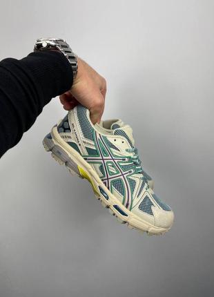 Женские бежевые кожаные кроссовки asics gel kahana 8 «beige green’ 1011b109-3004 фото