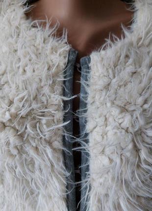 💜💛🩷 теплища пушистая кофта/ куртка сливочного цвета на подкладке3 фото