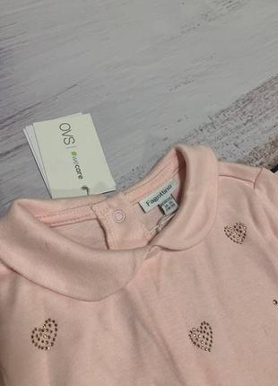 Фирменный бодик боди блуза блузка ovs итальялия персиковый розовый для девочки2 фото