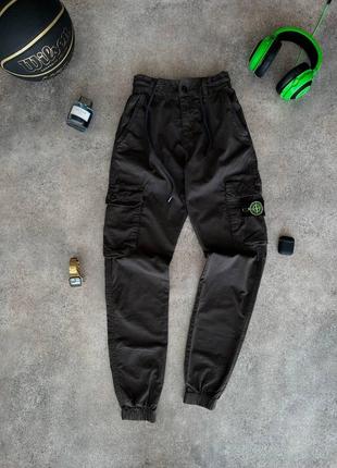 Чоловічі преміум штани карго в стилі стон айленд з бічними кишенями з патчем stone island люксові преміум