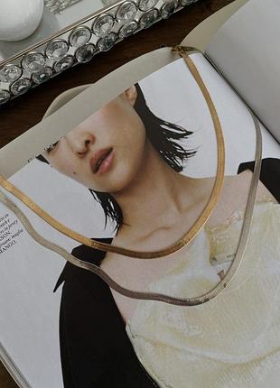 Ланцюжок snake змійка підвіска золотиста срібляста