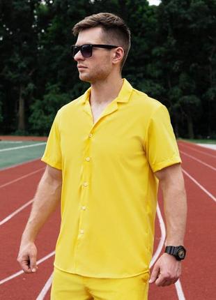 Чоловіча сорочка з коротким рукавом жовта pobedov dejavu