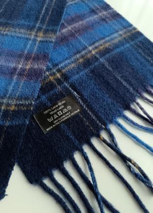 Стильний брендовий італійський теплий вовняний шарф trussardi в клітинку 100% вовна4 фото