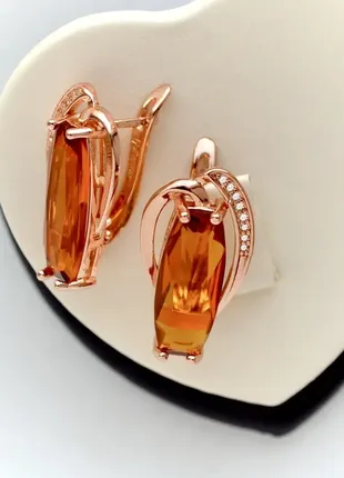 Серьги с янтарем (медицинское золото)