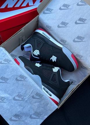 Зимние женские кроссовки nike air jordan 4 retro bred fur