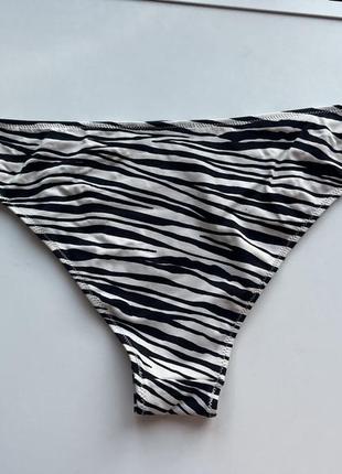 Плавки низ від купальника тваринний принт зебра чорно білий