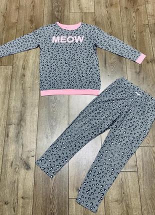 Пижама хлопковая из двух предметов в леопардовый принт h&m (швеция)