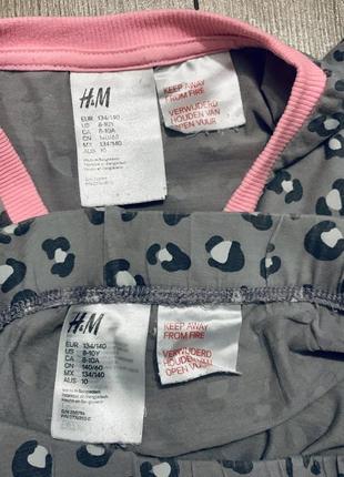 Пижама хлопковая из двух предметов в леопардовый принт h&m (швеция)4 фото