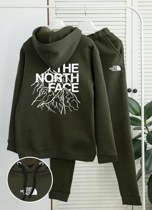 Зимний качественный мужской комплект худи и штаны в стиле тн tnf the north face стильный костюм на флисе