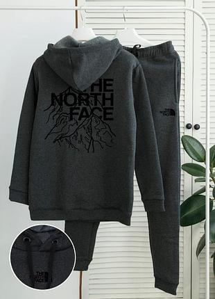 Зимний качественный мужской комплект худи и штаны в стиле тн tnf the north face стильный костюм на флисе