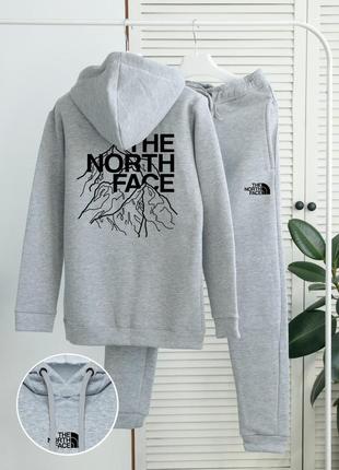 Зимний качественный мужской комплект худи и штаны в стиле тн tnf the north face стильный костюм на флисе