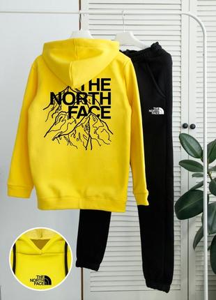 Зимний качественный мужской комплект худи и штаны в стиле тн tnf the north face стильный костюм на флисе