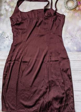 Сатинове атласне ніжне мініплаття з вигнутими бретелями, домашнє плаття, uk 10/eu 40/m6 фото
