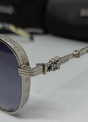 Chrome hearts очки капли мужские солнцезащитные серый градиент в серебристой металлической оправе3 фото