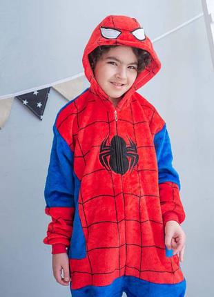 Пижама кигуруми детская bearwear человек паук xl 135 - 145 см красно-синий3 фото