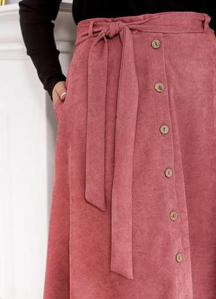 Женская вельветовая юбка миди цвета, большие размеры3 фото