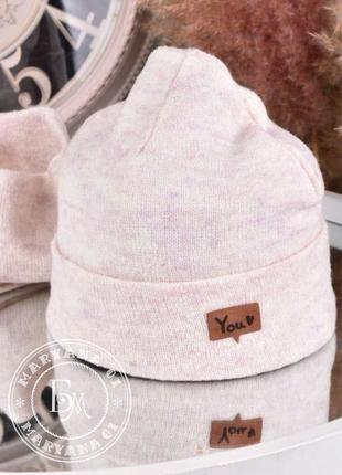 Комплект для дівчинки шапка та хомут / світло-рожевий3 фото