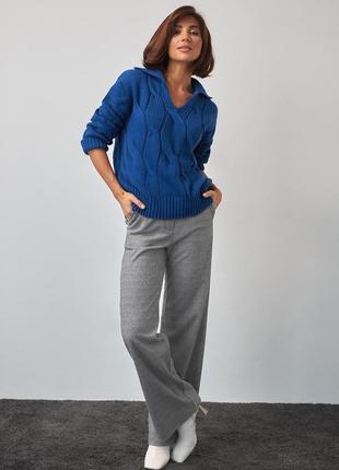 Елегантні стильні брюки-палаццо з вмістом вовни  42-52 р.🥦⚗💙6 фото