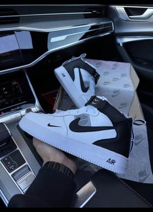 Nike air force 1 utility high all white black fur