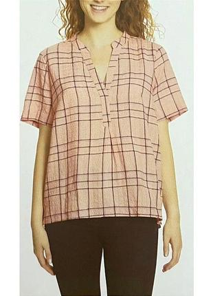 Оригінал жіноча блуза gloria vanderbilt shirt womens medium v neck short sleeve pink seersucker top