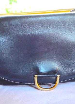 Красивий клатч сумка натуральна темно синя